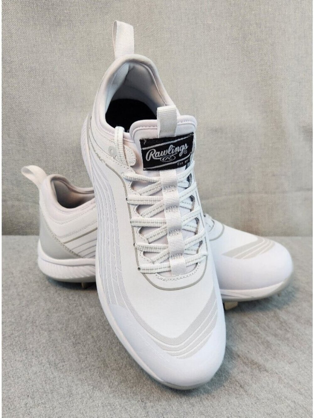 Rawlings Bullpen Max White Baseball Metal Cleats Sneakers MENS US 8 NEW